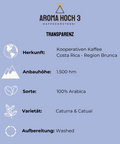 Unser Spezialitätenkaffee stammt von einem Zusammenschluss von mehreren Kleinbauern aus Costa Rica Region Brunca. Die Kaffeebohnen gedeihen in Höhenlagen von 1.500 Metern.  Die Varietäten sind Caturra & Catuaí. Nach der Ernte werden die Bohnen in unserer Spezialitätenkaffeerösterei in Obererlbach, in der Nähe von Nürnberg in Mittelfranken, sorgfältig zu köstlichem Kaffee geröstet.