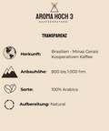 Unser Spezialitätenkaffee stammt von einem Zusammenschluss von mehreren Kleinbauern aus Brasilien Region Minas Gerais. Die Kaffeebohnen gedeihen in Höhenlagen von 800 bis 1.000 Metern. Nach der Ernte werden die Bohnen in unserer Spezialitätenkaffeerösterei in Obererlbach, in der Nähe von Nürnberg in Mittelfranken, sorgfältig zu köstlichem Kaffee geröstet.