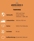 Unser Spezialitätenkaffee stammt von Great Cherry, Experten für Fine Robusta inVietnam. Dieser wird in der Region Dak Lak in Vietnam angebaut. Die Kaffeebohnen gedeihen in Höhenlagen von 500 bis 700 Metern. Nach der Ernte werden die Bohnen in unserer Spezialitätenkaffeerösterei in Obererlbach, in der Nähe von Nürnberg in Mittelfranken, sorgfältig zu köstlichem Kaffee geröstet.
